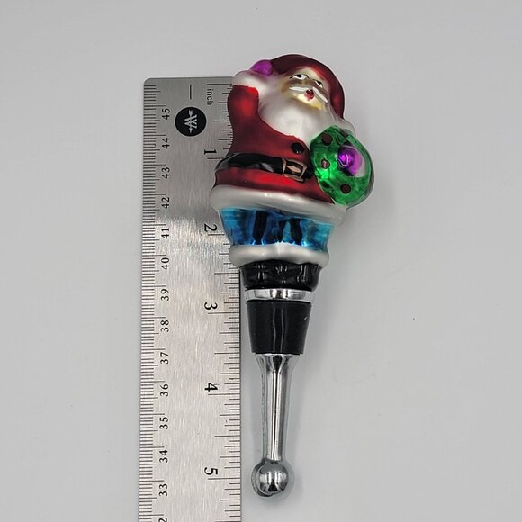 Hand-Blown glass Santa Claus Wine Bottle Stopper With Gift Box - Picture 7 of 7